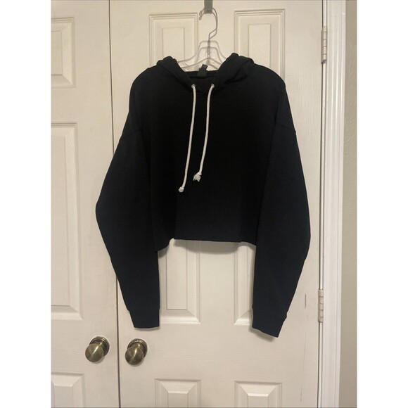 Wild Fable Tops - Wild Fable Black Cropped Hoodie Size XXL Drawstring Pullover Casual Sweatshirt